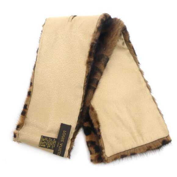 Auth LOUIS VUITTON Muffler Scarf Tippet Brown Fur - Picture 10 of 16